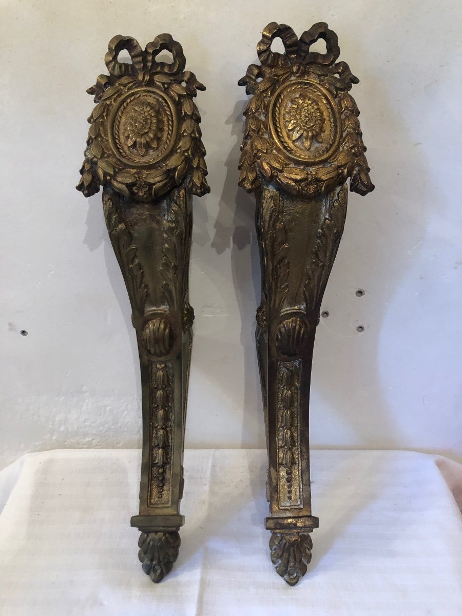 Supports Ou Portes Tringle Louis XVI En Bronze Doré. Début XIXème