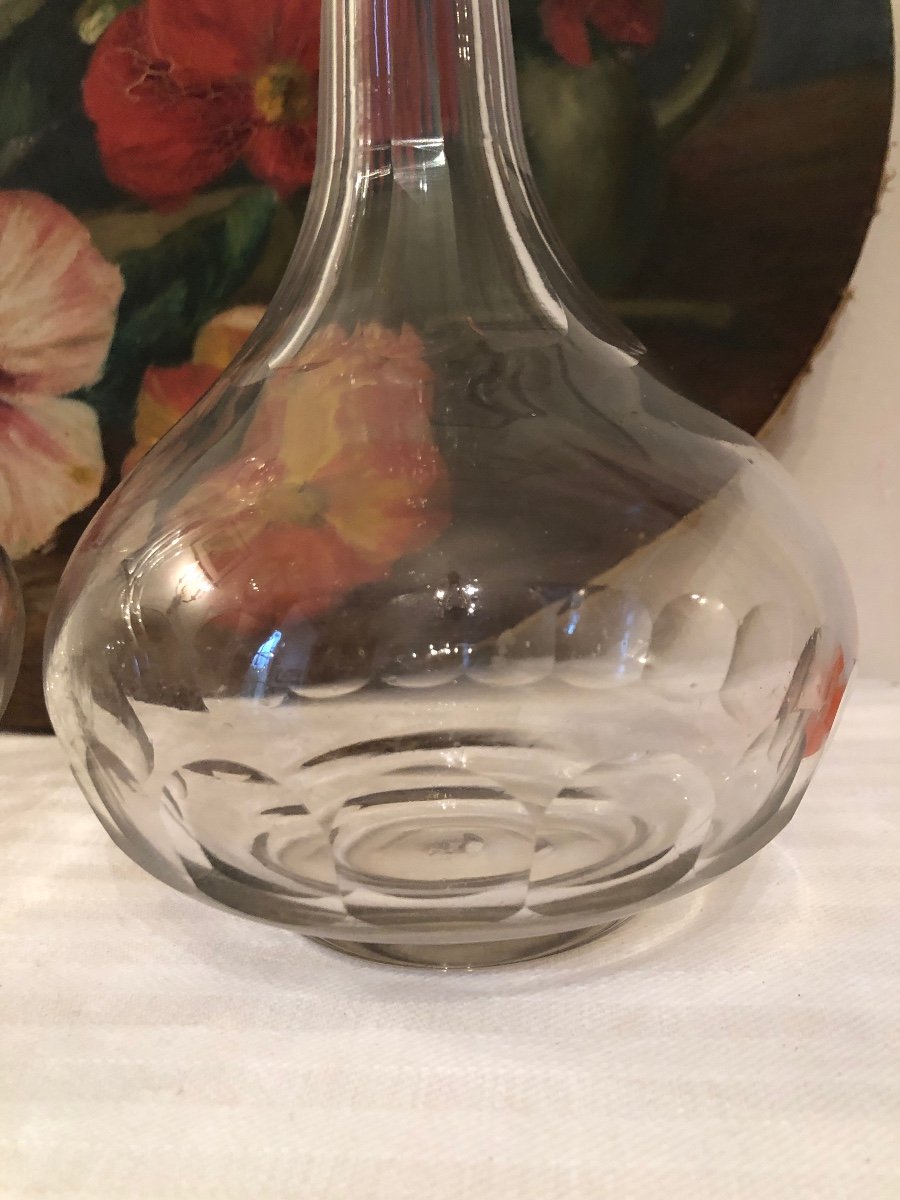 Pair Of Glass Wine Decanters. 19th Century. -photo-2
