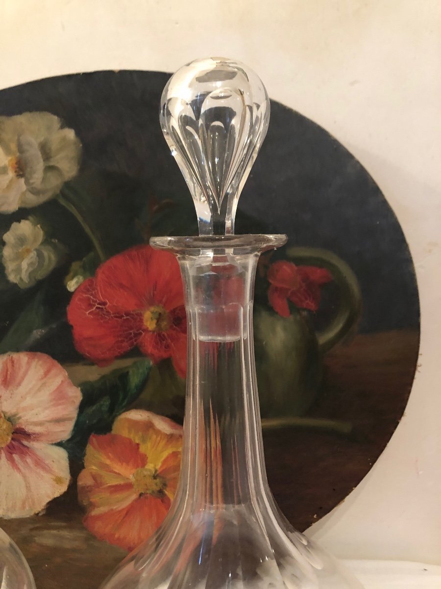 Pair Of Glass Wine Decanters. 19th Century. -photo-3