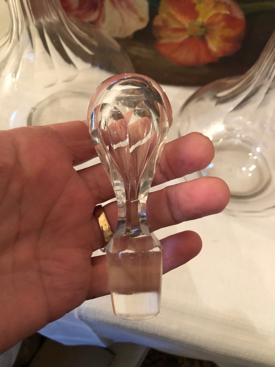 Pair Of Glass Wine Decanters. 19th Century. -photo-5
