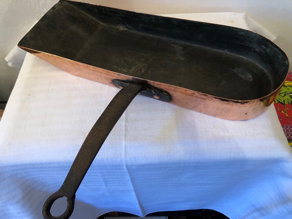 Copper Chip Pan With Its Lid, Wrought Iron Frame. 18th Century -photo-3