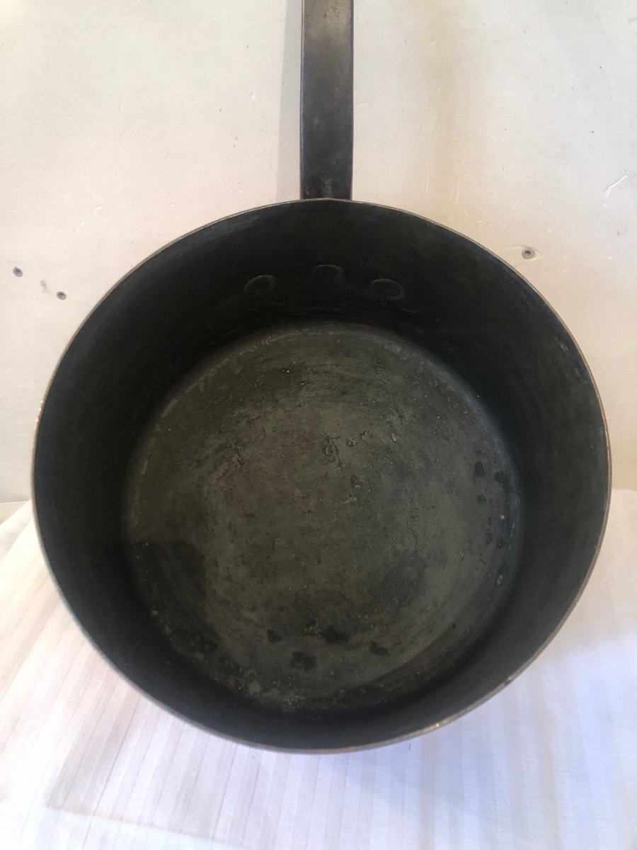  Copper Casserole. Large Model. Late 18th, Early 19th Century. Diameter 29 Cm-photo-1
