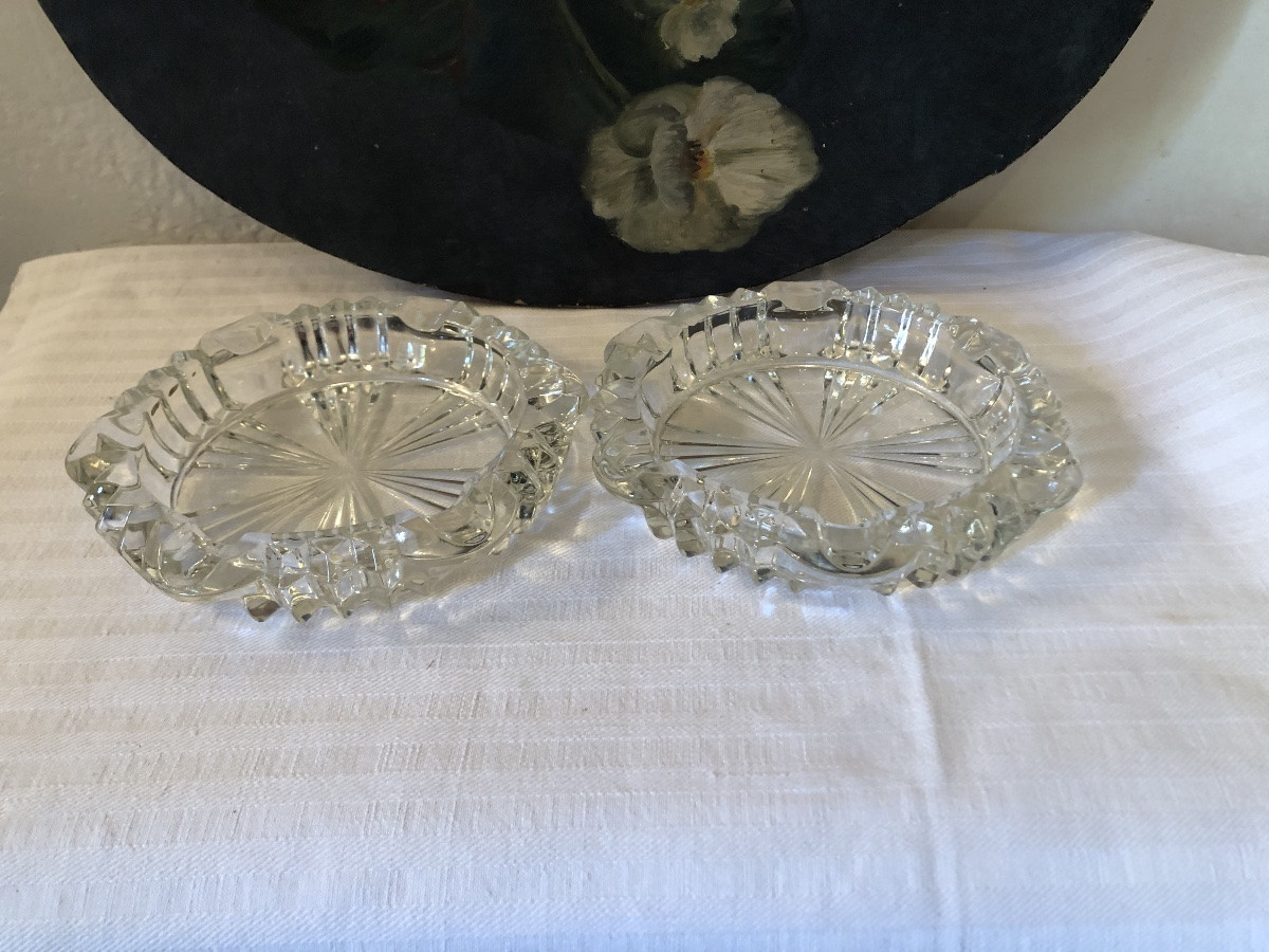 Pair Of Crystal Coasters. Early 20th Century.-photo-2