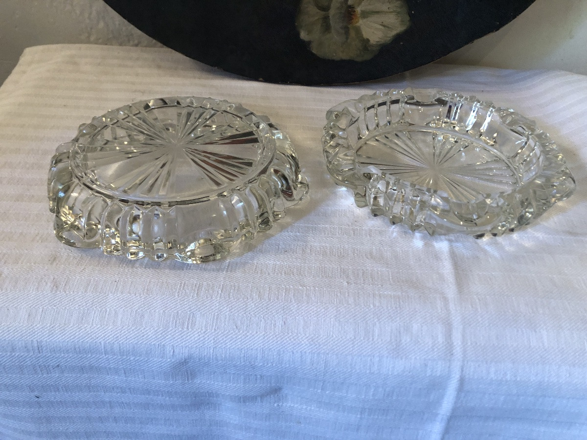 Pair Of Crystal Coasters. Early 20th Century.-photo-3