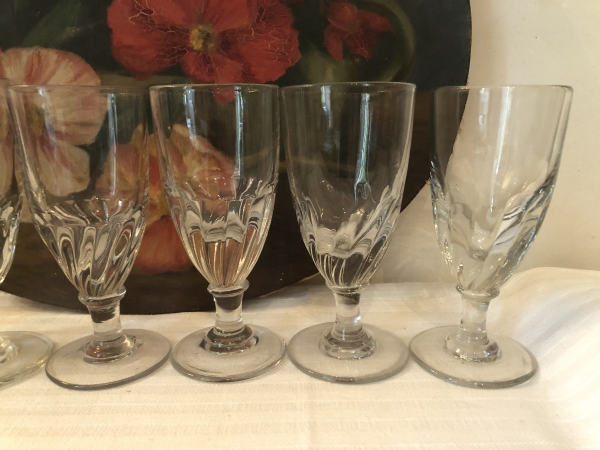 Verres à Absinthe En Verre Torsadé (x6). XIXeme-photo-3