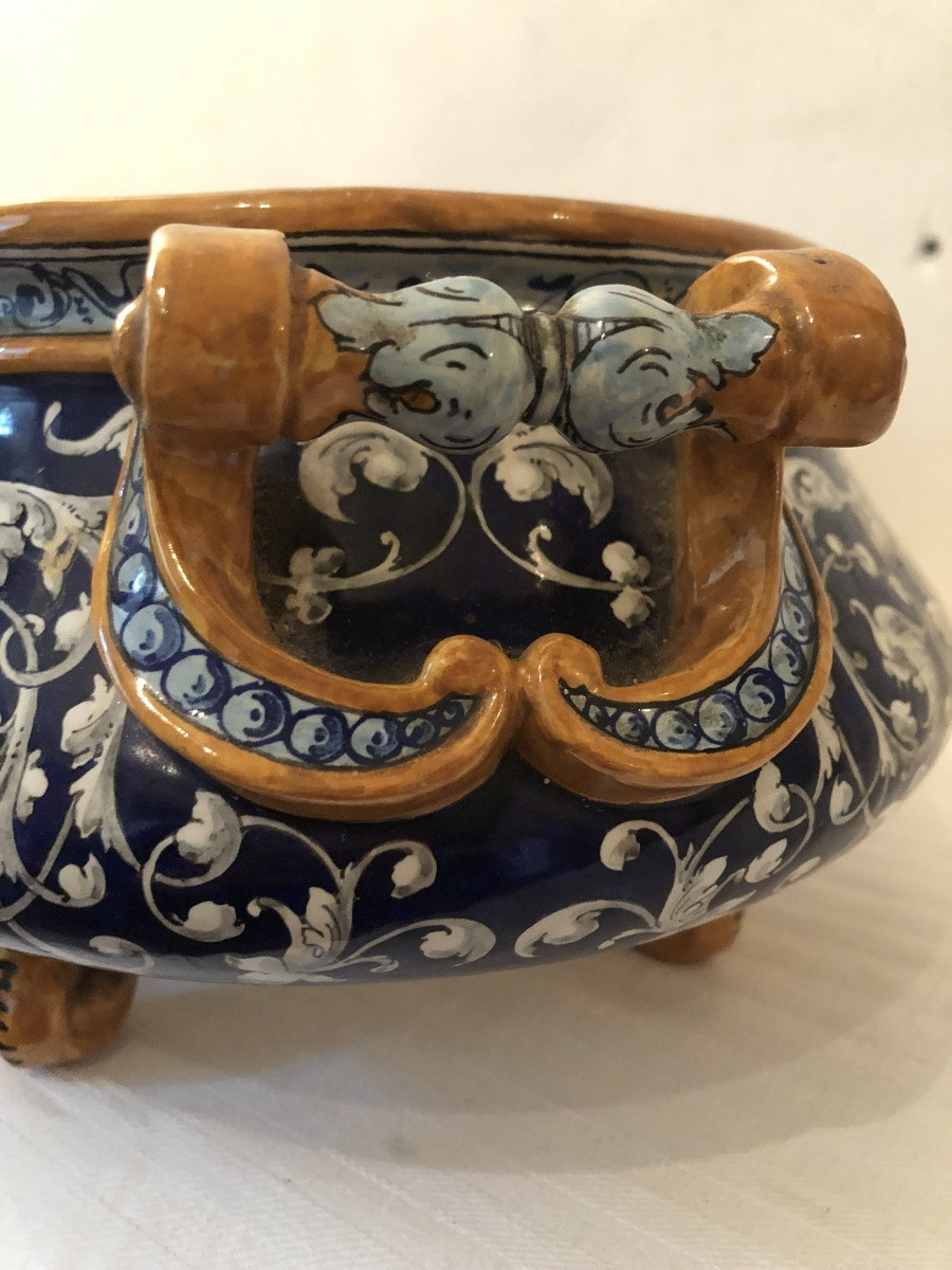 Jardiniere en faïence polychrome de Blois. Ulysse Bernard. -photo-4