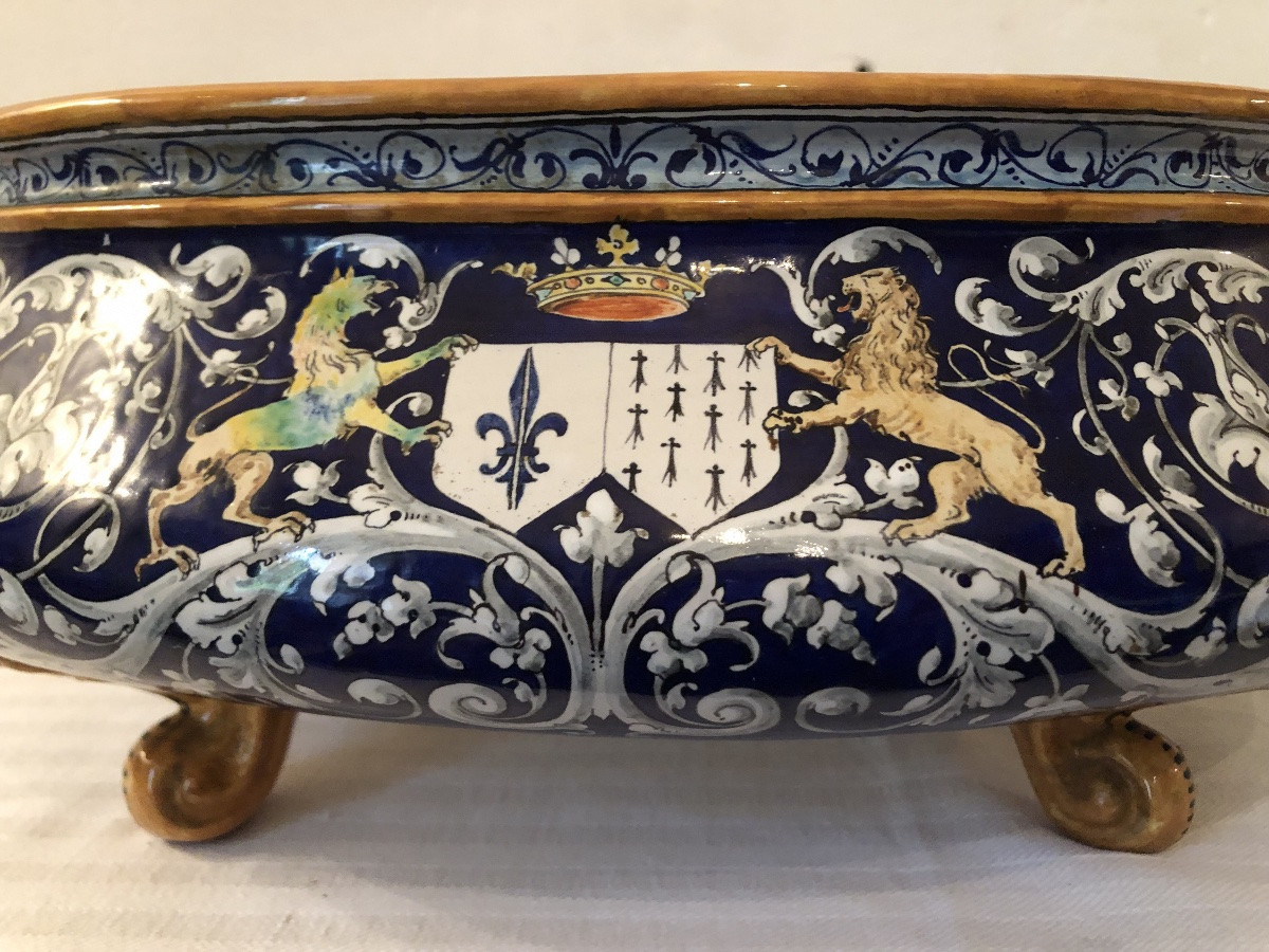 Jardiniere en faïence polychrome de Blois. Ulysse Bernard. -photo-2