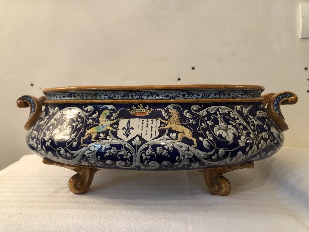 Jardiniere en faïence polychrome de Blois. Ulysse Bernard. -photo-3
