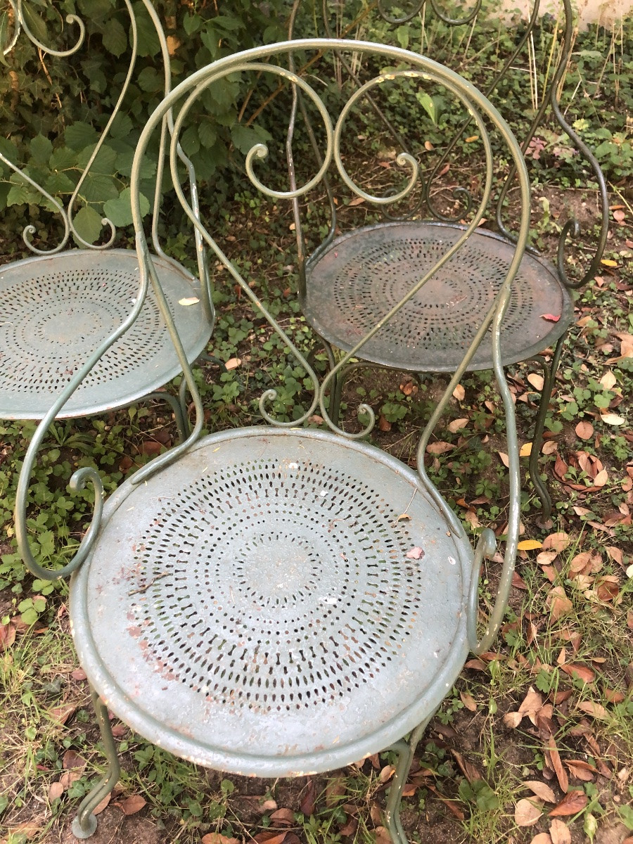 fauteuils (x3) de jardin en fer. XIXeme-photo-2