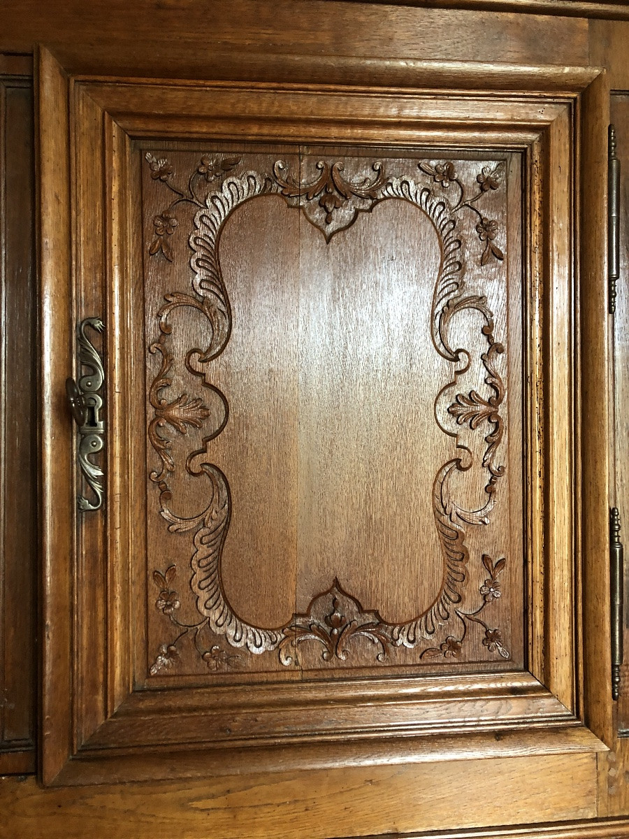 18th Century Norman Sideboard In Light Oak. Regency Period. 4 Doors And 2 Drawers. -photo-3