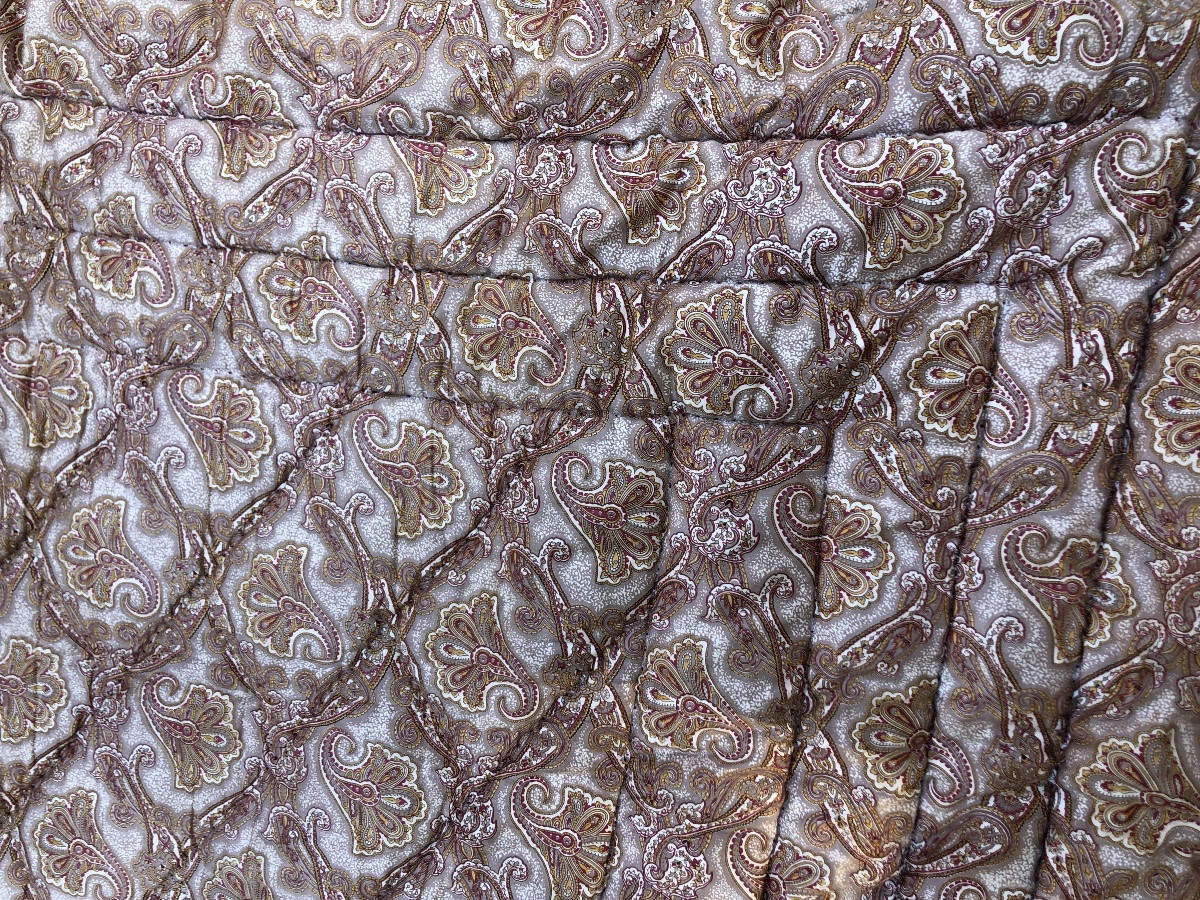 1920/30s Wool Bedspread, Arabesque Print, Plain Red Back. 235 X 210 Cm -photo-2