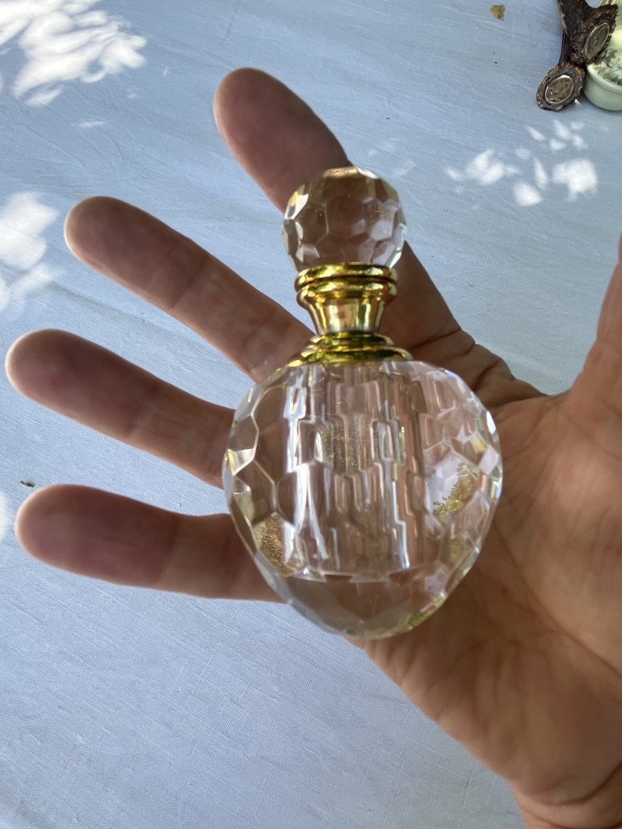"honeycomb" Crystal Perfume Bottle. Circa 1980s-photo-2