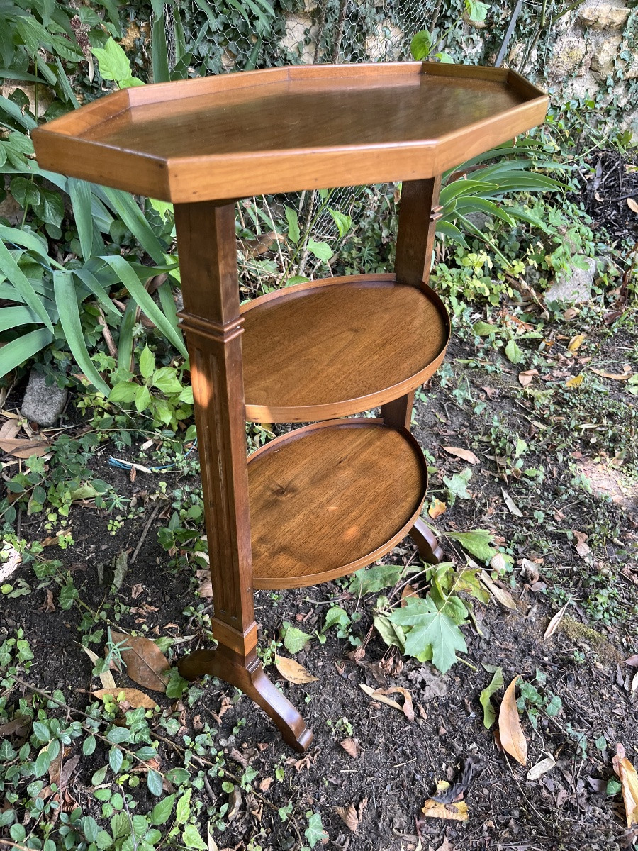 Side Table, End Table, Small Tiered Serving Trolley In Walnut. Early 20th Century -photo-2