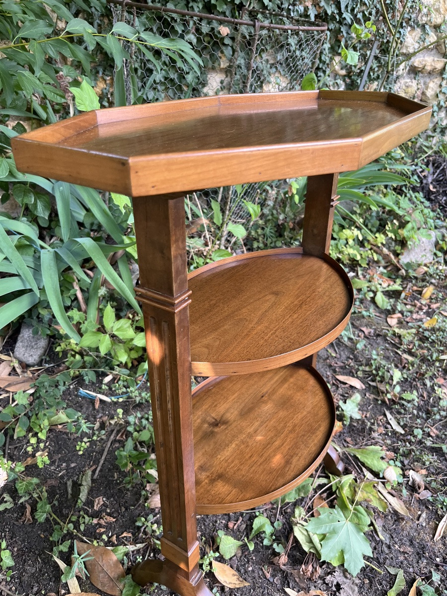 Side Table, End Table, Small Tiered Serving Trolley In Walnut. Early 20th Century -photo-4