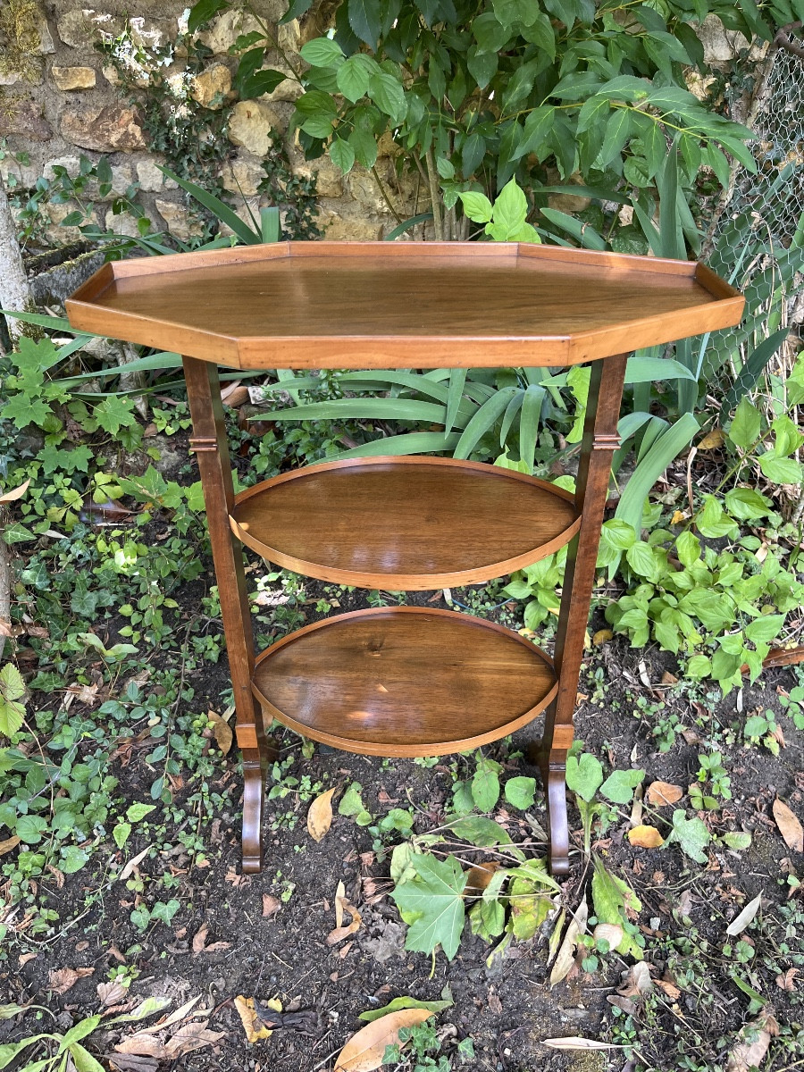 Side Table, End Table, Small Tiered Serving Trolley In Walnut. Early 20th Century 