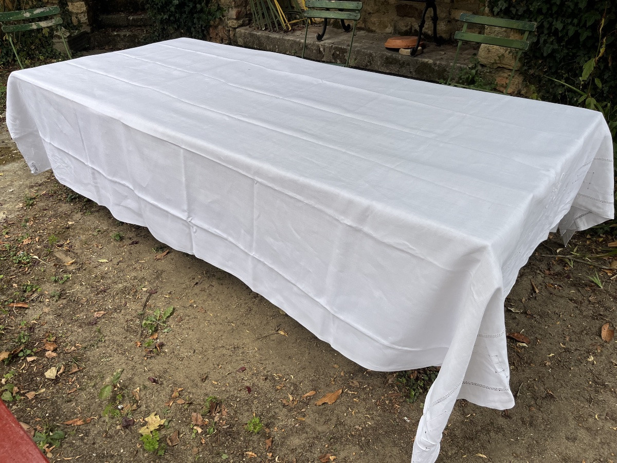 Embroidered Sheet In Mixed Fabric (linen/cotton) Monogram Tg. 220 X 310 Cm-photo-4