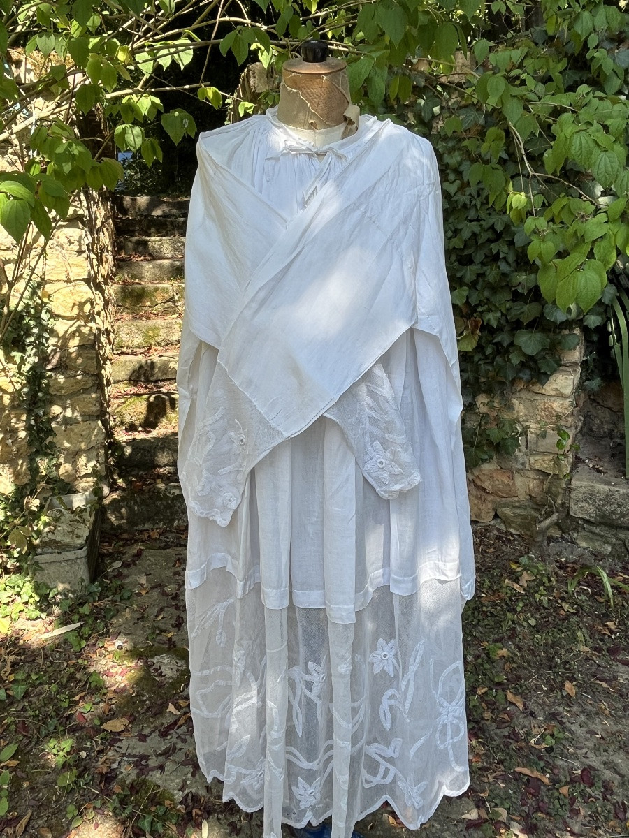 Aube de prêtre en coton très fin et dentelle. XIXéme -photo-3