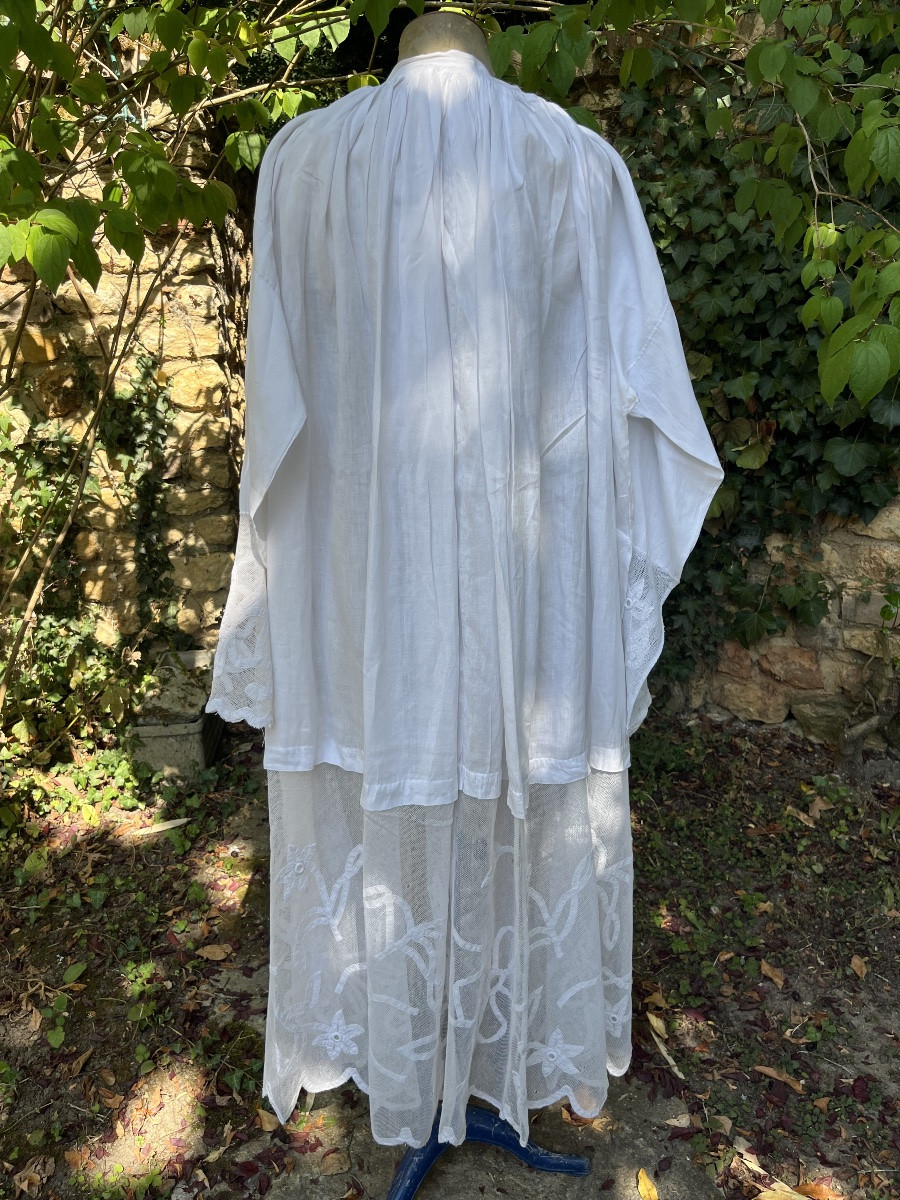 Aube de prêtre en coton très fin et dentelle. XIXéme -photo-5