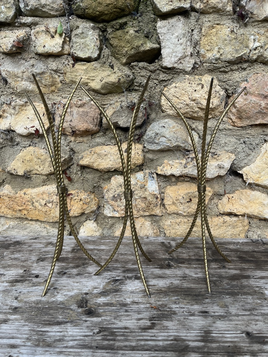 Hat Rack (x3) In Twisted Brass, 1950s/60s. Hat Display -photo-2