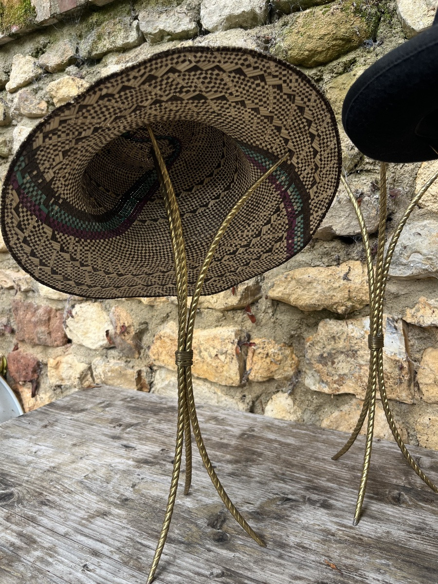 Hat Rack (x3) In Twisted Brass, 1950s/60s. Hat Display -photo-2