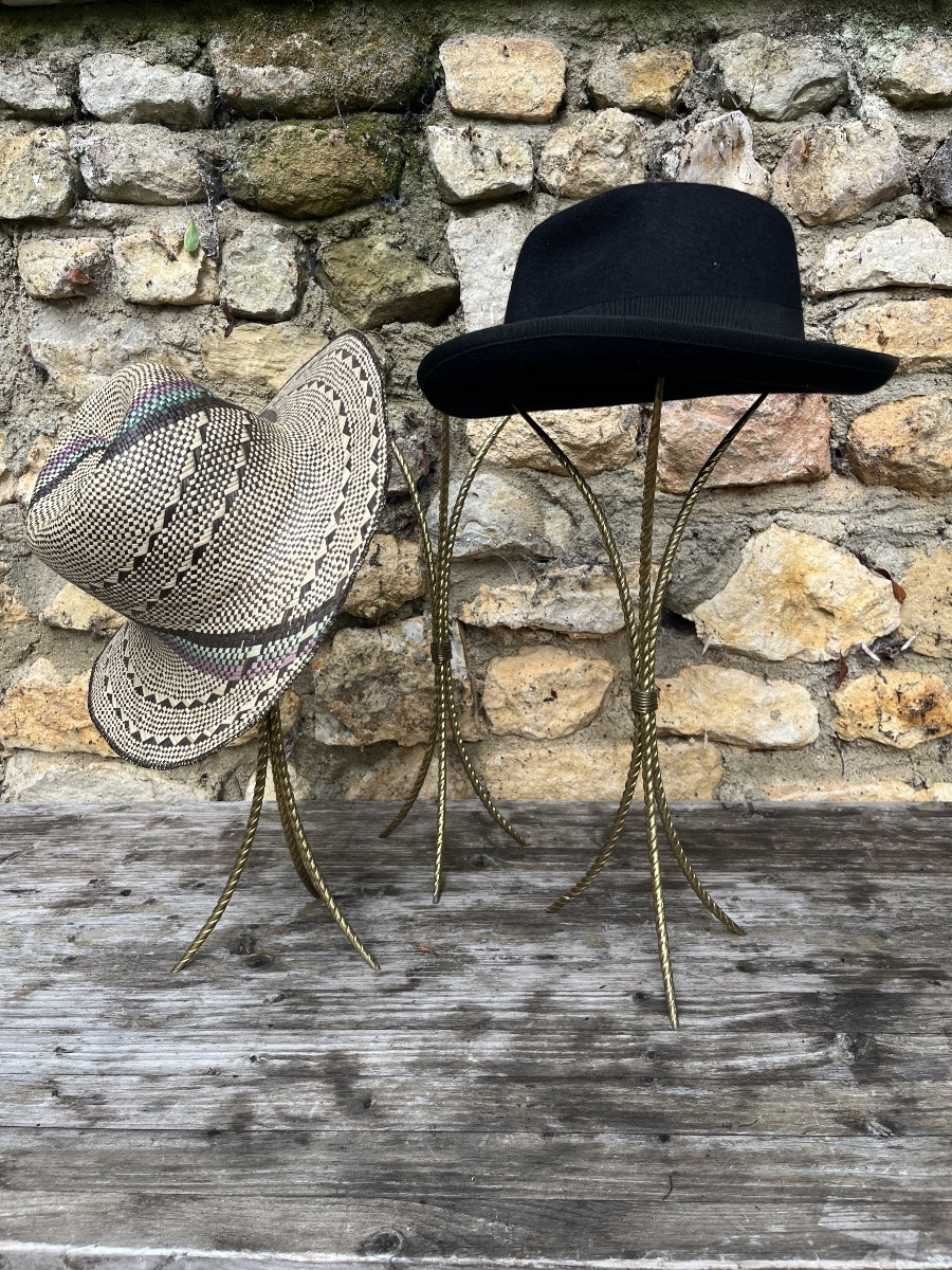Hat Rack (x3) In Twisted Brass, 1950s/60s. Hat Display -photo-5