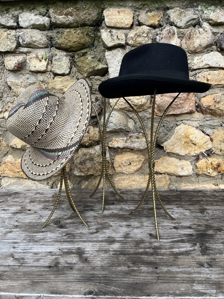 Hat Rack (x3) In Twisted Brass, 1950s/60s. Hat Display 