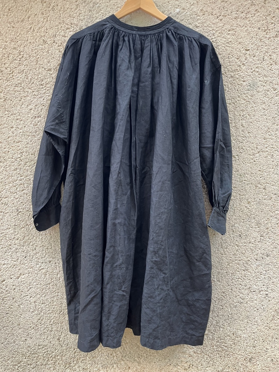 Biaude, ancienne blouse noire en lin. XIX eme. Blouse de maquignon -photo-2