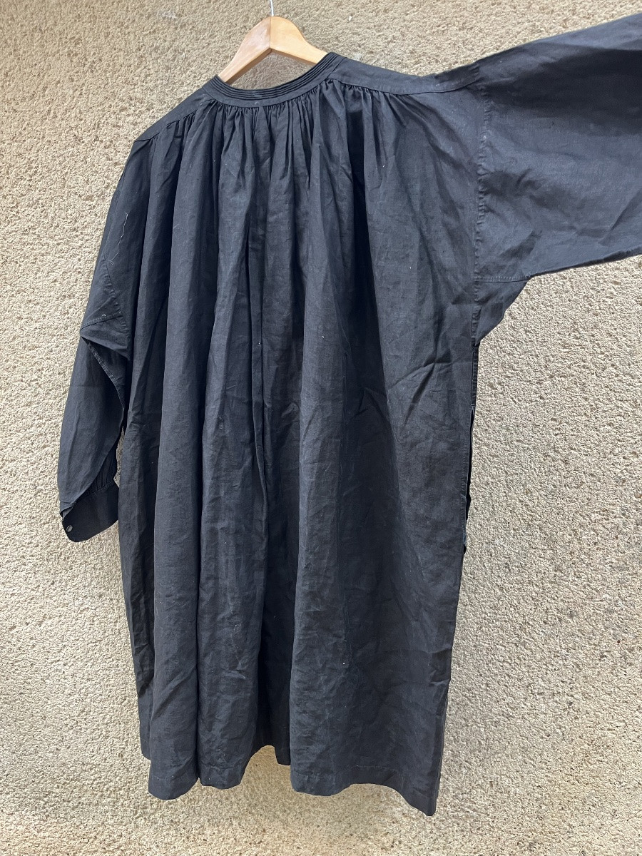 Biaude, ancienne blouse noire en lin. XIX eme. Blouse de maquignon -photo-3