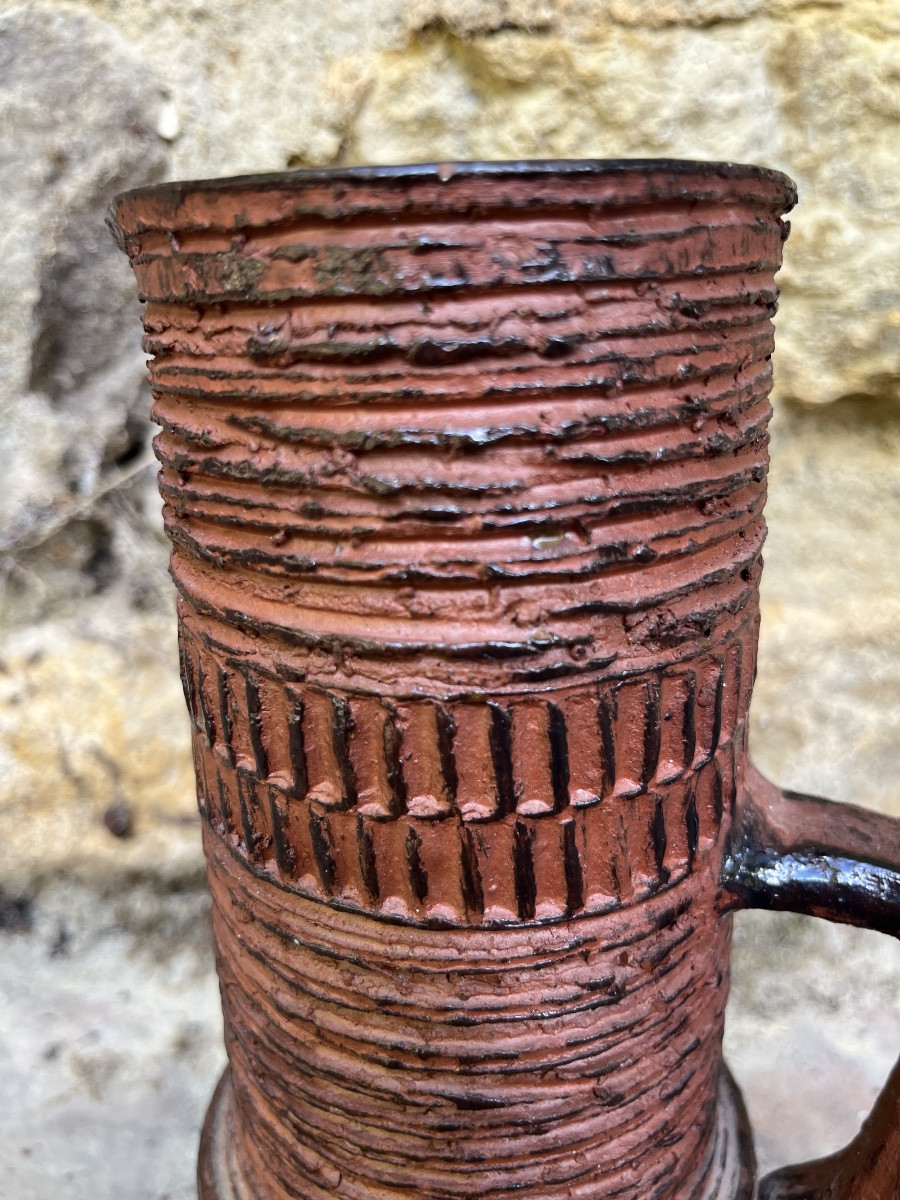 Vase pichet. Art Brutaliste. Spara Keramik. Vers 1950/60-photo-2