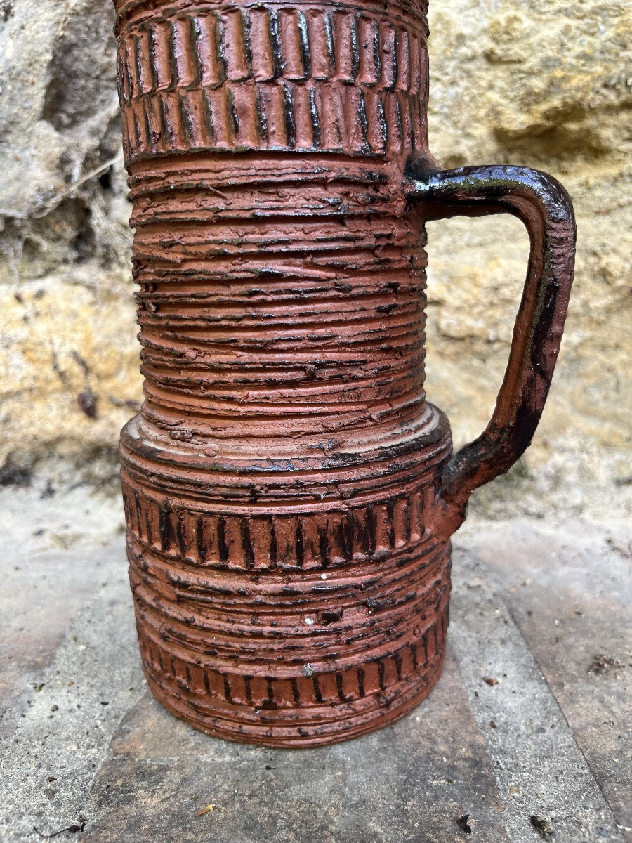 Vase pichet. Art Brutaliste. Spara Keramik. Vers 1950/60-photo-3