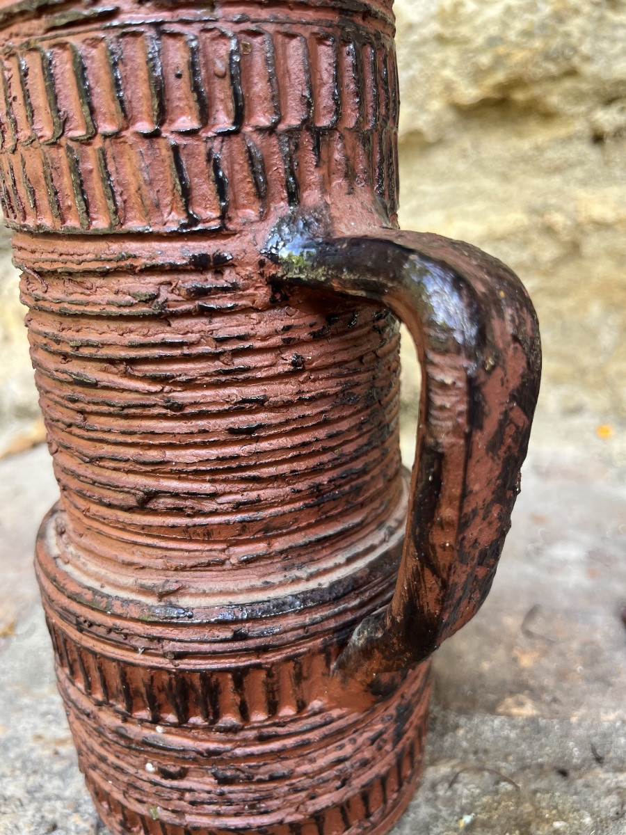 Vase pichet. Art Brutaliste. Spara Keramik. Vers 1950/60-photo-3