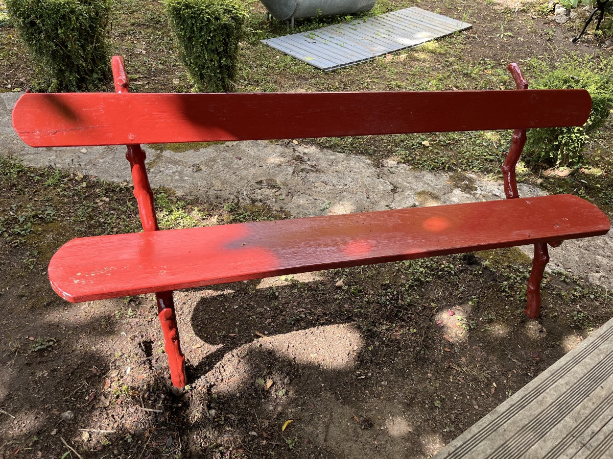 banc de jardin , piétement  en fonte imitation tronc. Long 207 cm -photo-2