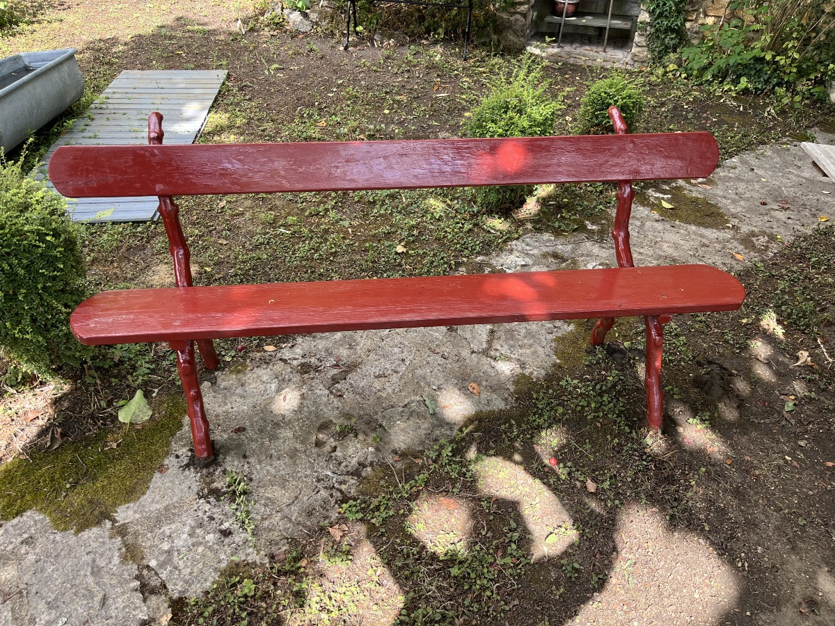 banc de jardin , piétement  en fonte imitation tronc. Long 207 cm -photo-3