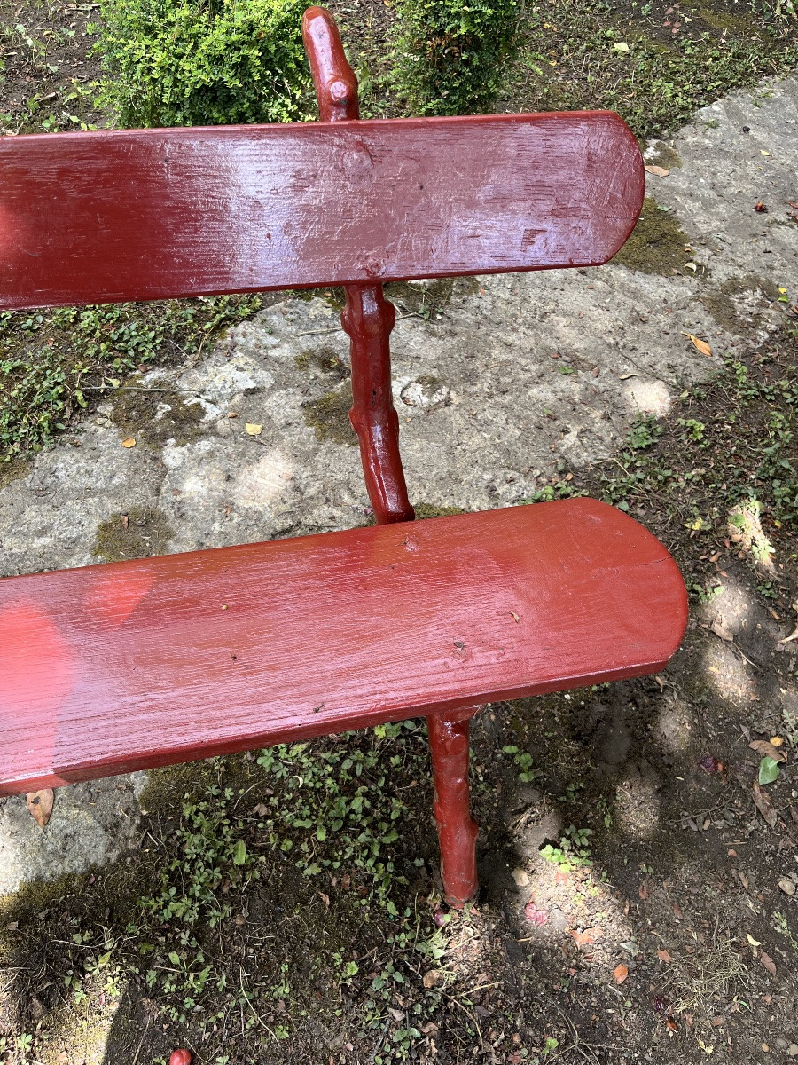 banc de jardin , piétement  en fonte imitation tronc. Long 207 cm -photo-4