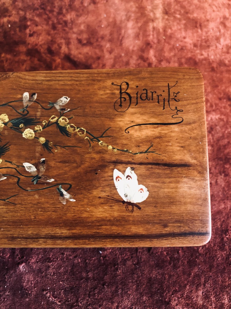 Glove Or Jewelry Box Decorated With Mimosas And Butterflies.  Biarritz. Early 20th Century-photo-3