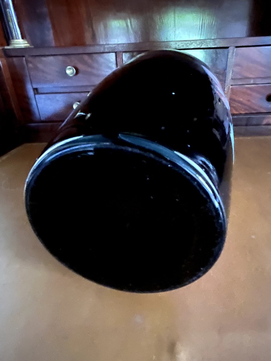 Black Opaline Vase With A Floral Design. Early 20th Century-photo-6