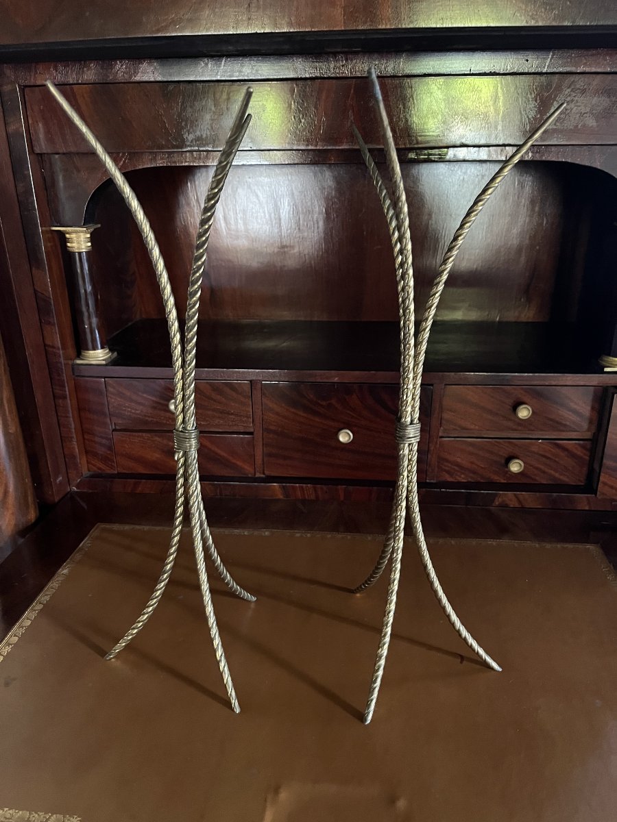 Porte chapeaux (x2)  en laiton torsadé. années 1950/60-photo-2