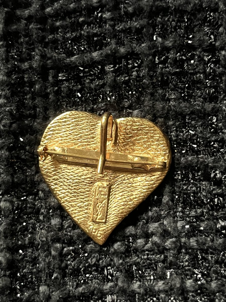 Ysl Brooch With A Red Enamel Heart. -photo-2