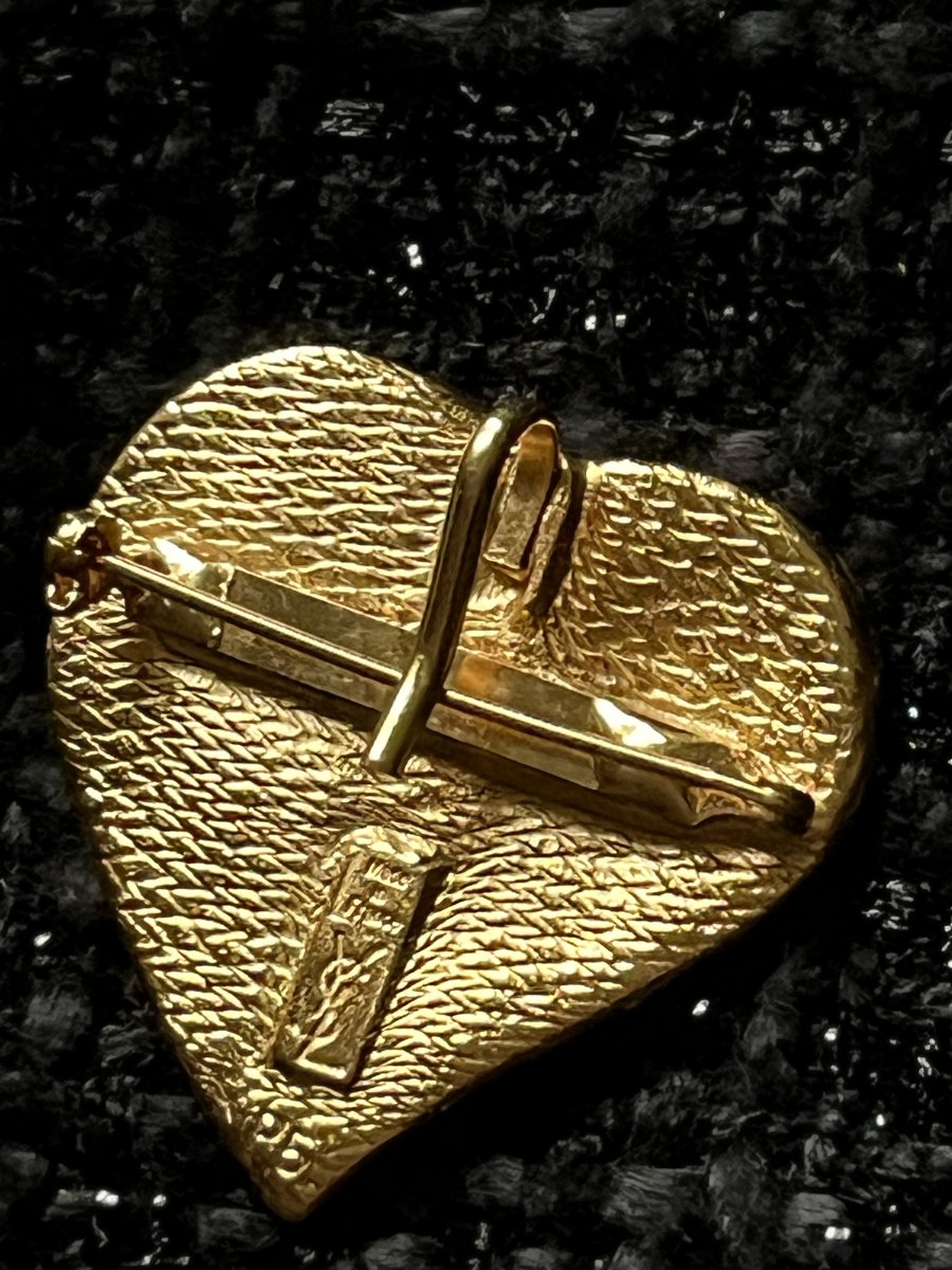 Ysl Brooch With A Red Enamel Heart. -photo-4