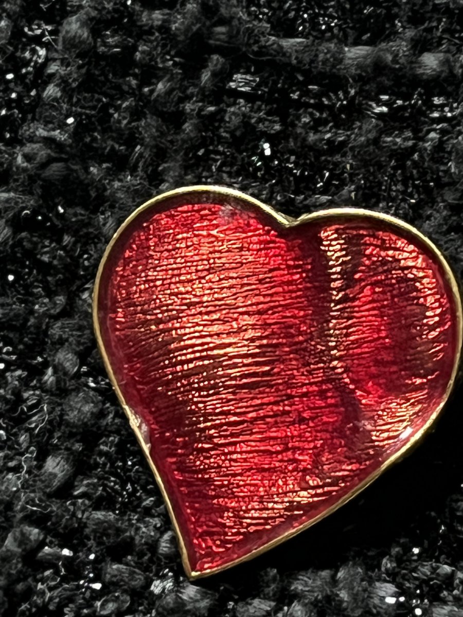Ysl Brooch With A Red Enamel Heart. -photo-1