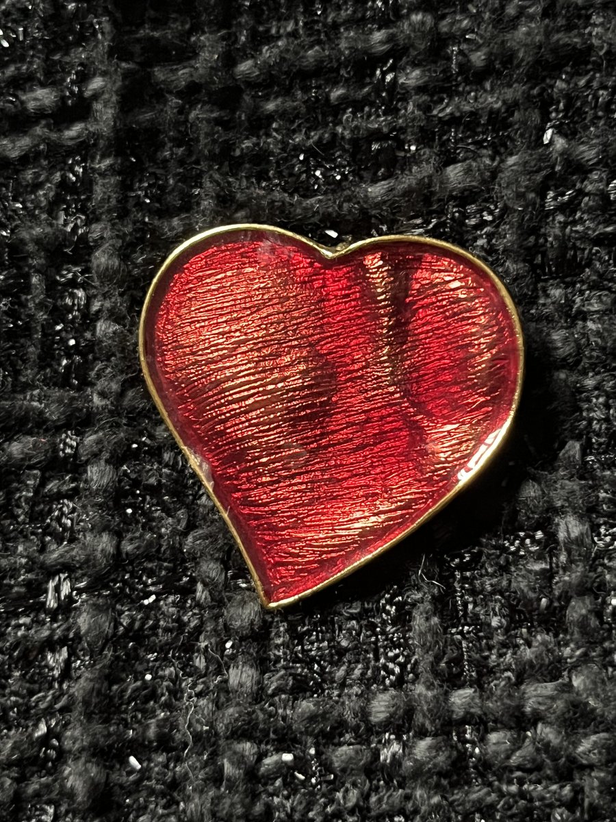 Ysl Brooch With A Red Enamel Heart. 