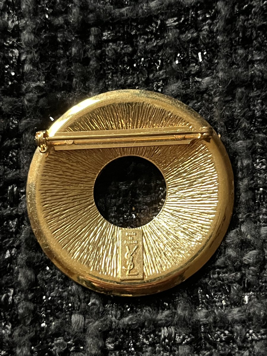 Broche YSL modèle "Bouée" métal doré  & émail -photo-3