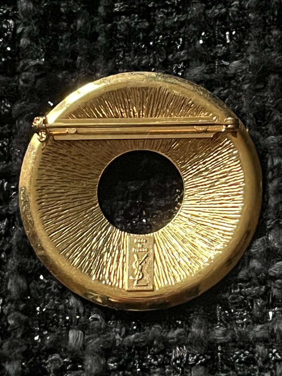Broche YSL modèle "Bouée" métal doré  & émail -photo-4
