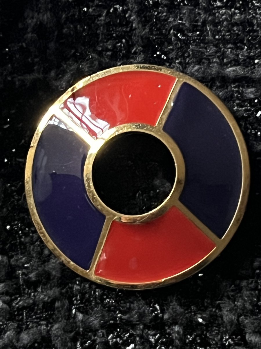 Broche YSL modèle "Bouée" métal doré  & émail -photo-1