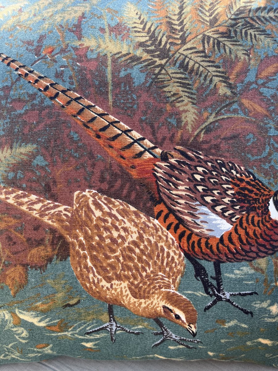 Paire de coussins " Couple de faisans",  coussins thème chasse -photo-4