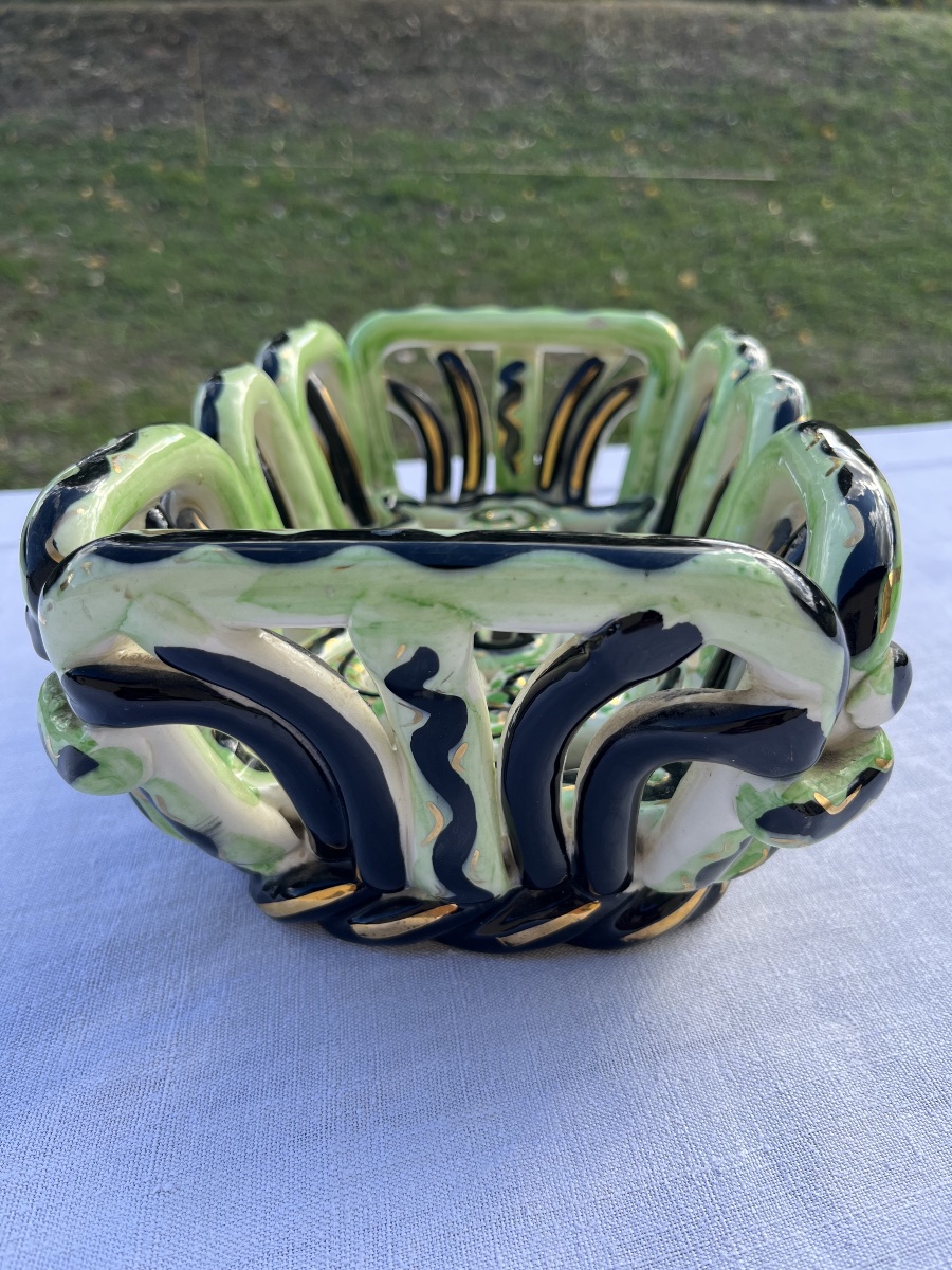 Coupe en céramique de vallauris. Atelier F.A.C.E 1950-photo-1