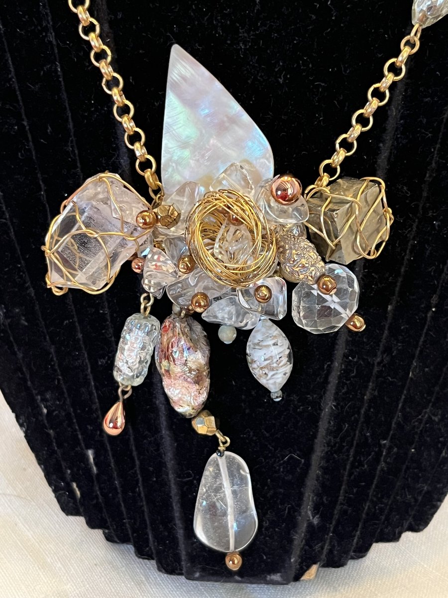 Parure de bijoux LILI MEUNIER Paris. collier et boucles d oreilles clip. Verres de Murano-photo-2
