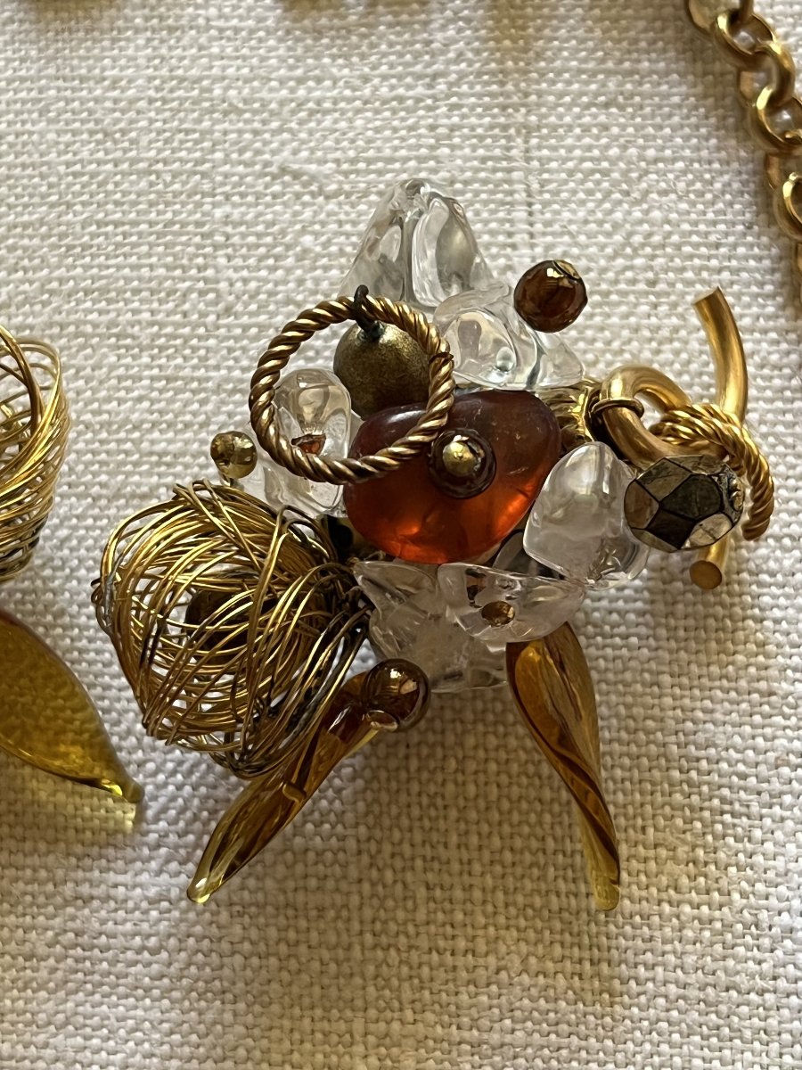 Parure de bijoux LILI MEUNIER Paris. collier et boucles d oreilles clip. Verres de Murano-photo-1