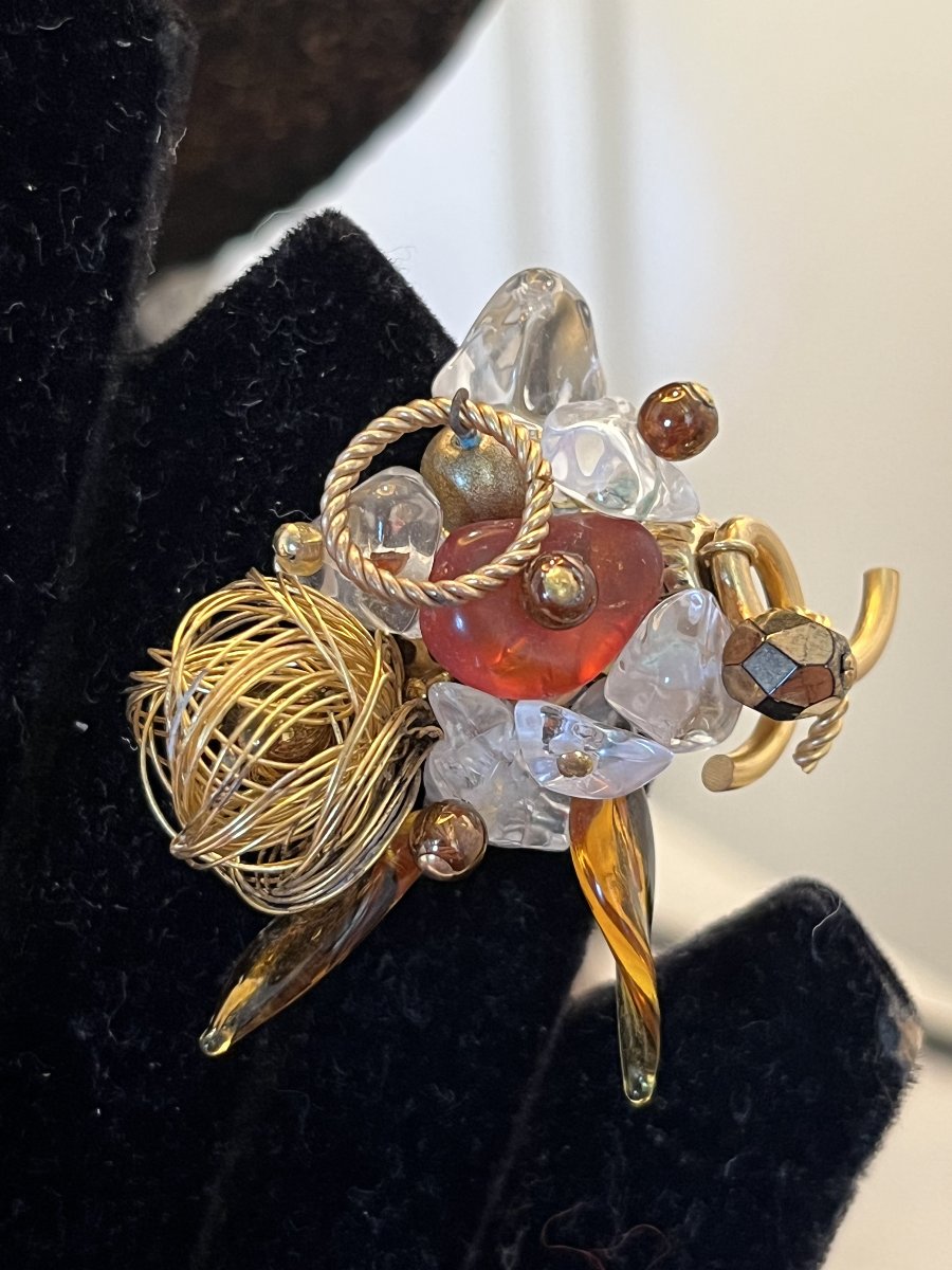 Parure de bijoux LILI MEUNIER Paris. collier et boucles d oreilles clip. Verres de Murano-photo-3