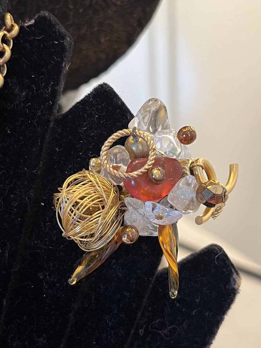 Parure de bijoux LILI MEUNIER Paris. collier et boucles d oreilles clip. Verres de Murano-photo-4